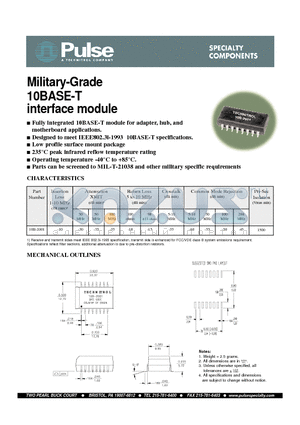 10B-2001 datasheet - Military-Grade 10BASE-T interface module