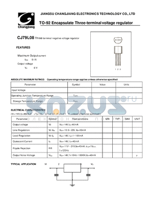 CJ79L08 datasheet - Three-terminal negative voltage regulator