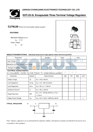 CJ79L08-SOT-23-3L datasheet - Three-terminal negative voltage regulator