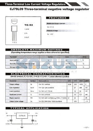 CJ79L09 datasheet - Three-terminal neative voltage regulator