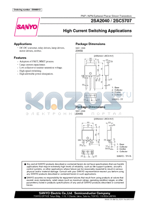 C5707 datasheet - High Current Switching Applications