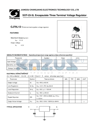 CJ79L12-SOT-23-3L datasheet - Three-terminal negative voltage regulator