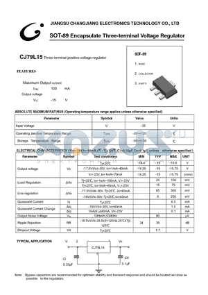 CJ79L15 datasheet - Three-terminal positive voltage regulator