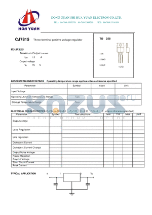 CJ7815 datasheet - DONG GUAN SHI HUA YUAN ELECTRON CO.,LTD.