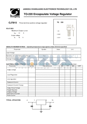 CJ7815 datasheet - Three-terminal positive voltage regulator