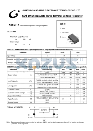 CJ79L15-SOT-89 datasheet - Three-terminal positive voltage regulator