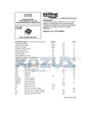 CJD122 datasheet - SURFACE MOUNT COMPLEMENTARY SILICON POWER DARLINGTON TRANSISTORS