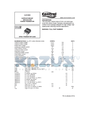 CJD13003 datasheet - NPN SILICON POWER TRANSISTOR