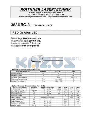 383URC-3 datasheet - RED GaAlAs LED