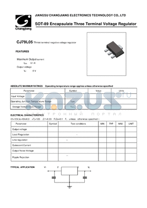 CJ79L05 datasheet - Three-terminal negative voltage regulator