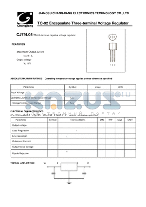 CJ79L05 datasheet - Three-terminal negative voltage regulator