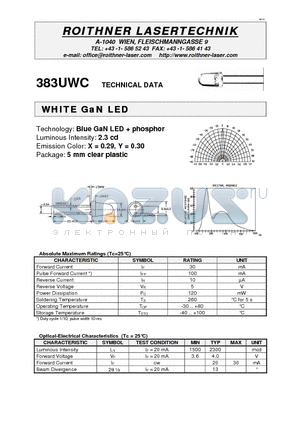 383UWC datasheet - WHITE GaN LED