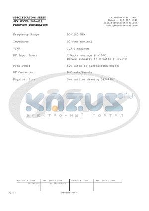 50L-018 datasheet - FEEDTHRU TERMINATION