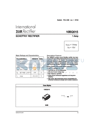 10BQ015_04 datasheet - SCHOTTKY RECTIFIER