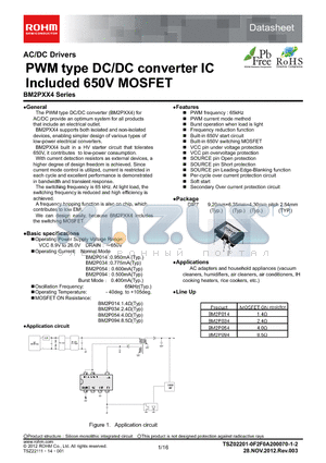 BM2P094 datasheet - PWM type DC/DC converter IC Included 650V MOSFET