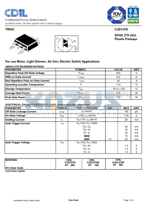 CJD137D datasheet - TRIAC