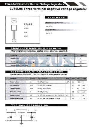 CJ79L06 datasheet - Three-terminal negative voltage regulator