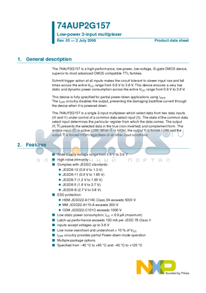 74AUP2G157DC datasheet - Low-power 2-input multiplexer