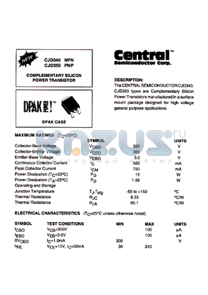 CJD350 datasheet - COMPLEMENTARY SILICON POWER TRANSISTOR