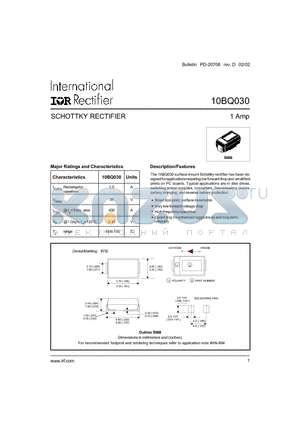 10BQ030_02 datasheet - SCHOTTKY RECTIFIER