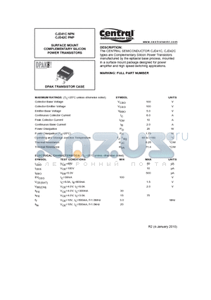 CJD42C datasheet - SURFACE MOUNT COMPLEMENTARY SILICON POWER TRANSISTORS