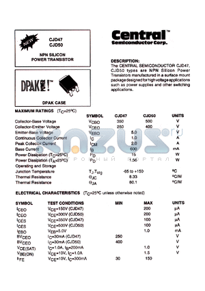 CJD50 datasheet - NPN SILICON POWER TRANSISTOR