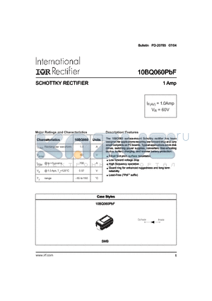 10BQ060 datasheet - SCHOTTKY RECTIFIER