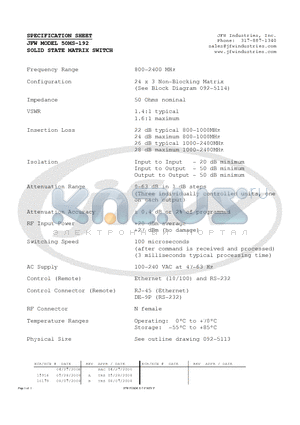 50MS-192 datasheet - SOLID STATE MATRIX SWITCH