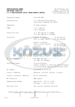 50MS-252 datasheet - 8 X 8 NON-BLOCKING SOLID STATE MATRIX SWITCH