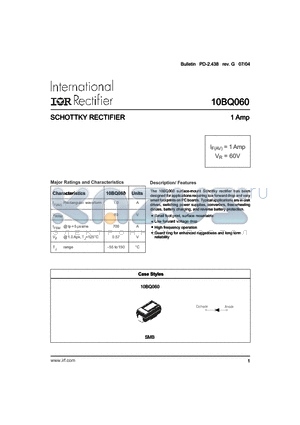 10BQ060TR datasheet - SCHOTTKY RECTIFIER