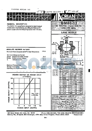 BM80-12 datasheet - LAND MOBILE