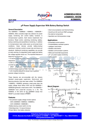 ASM692A datasheet - lP Power Supply Supervisor With Battery Backup Switch