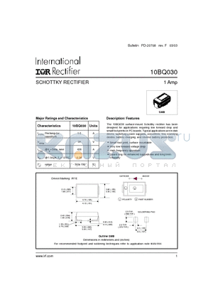 10BQ30 datasheet - SCHOTTKY RECTIFIER