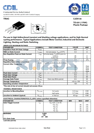 CJDX136 datasheet - TRIAC