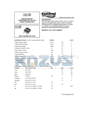 CJD31C_10 datasheet - SURFACE MOUNT COMPLEMENTARY SILICON POWER TRANSISTORS