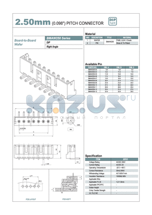 BMAW250 datasheet - 2.50mm PITCH CONNECTOR