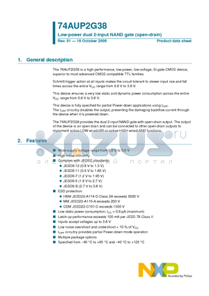 74AUP2G38 datasheet - Low-power dual 2-input NAND gate (open-drain)