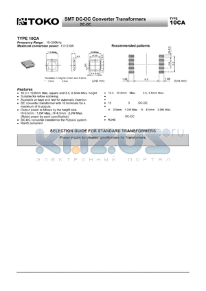 10CA datasheet - SMT DC-DC Converter Transformers