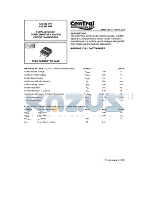 CJD340 datasheet - SURFACE MOUNT COMPLEMENTARY SILICON POWER TRANSISTORS