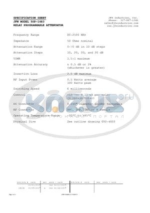 50P-1683 datasheet - RELAY PROGRAMMABLE ATTENUATOR