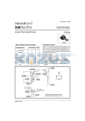 10CTQ150L datasheet - SCHOTTKY RECTIFIER