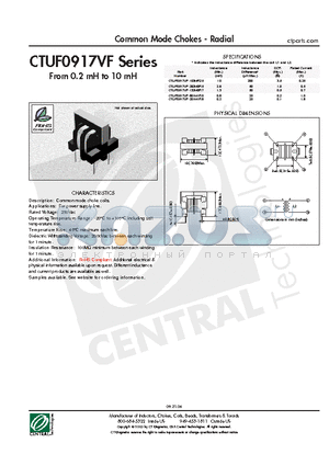 CTUF0917VF-103MR25 datasheet - Common Mode Chokes - Radial