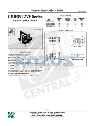 CTUF0917VF-201M1R6 datasheet - Common Mode Chokes - Radial