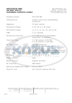 50PA-270 datasheet - PROGRAMMABLE ATTENUATOR ASSEMBLY