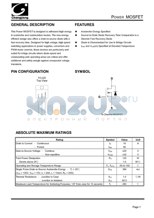 CJP16N25 datasheet - Power MOSFET