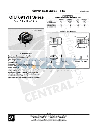 CTUF0917H datasheet - Common Mode Chokes - Radial