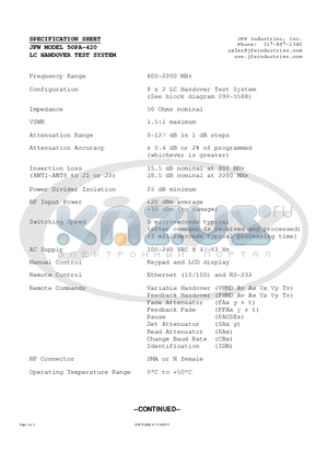 50PA-420 datasheet - LC HANDOVER TEST SYSTEM