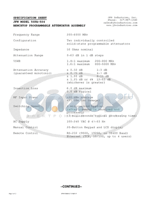 50PA-504 datasheet - BENCHTOP PROGRAMMABLE ATTENUATOR ASSEMBLY