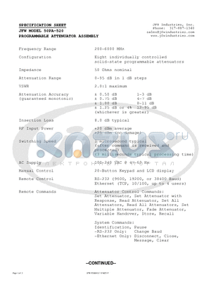 50PA-520 datasheet - PROGRAMMABLE ATTENUATOR ASSEMBLY