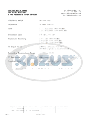 50PD-017 datasheet - 3 WAY RESISTIVE POWER DIVIDER